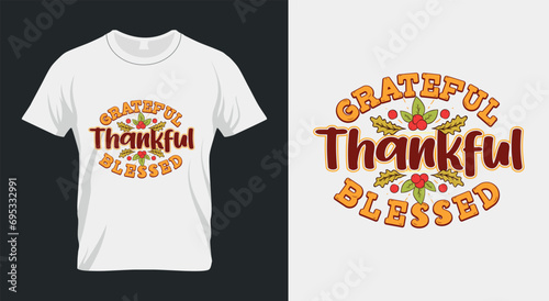 Greatful Thankful Blessed Thanksgiving SVG Design
