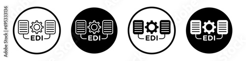 EDI icon set. electronic data interchange vector symbol in black filled and outlined style.