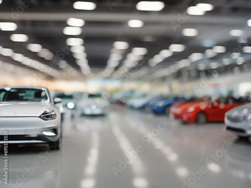 Abstract-background-of-blurred-new-cars-dealership-place