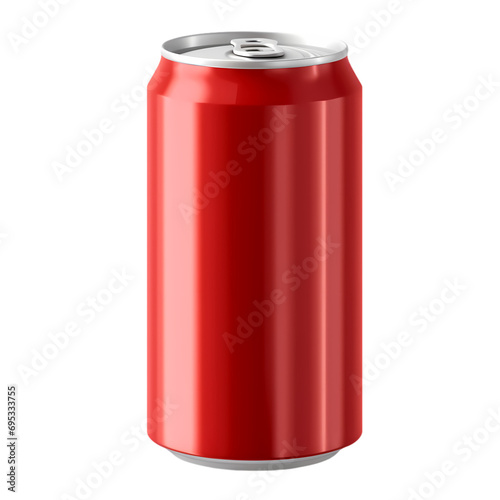 Red aluminum 500 ml beer can isolated on transparent background