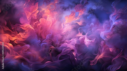 Close-up of ethereal liquid flames in a mesmerizing blend of violet and lavender colors, casting a mysterious glow in a surreal landscape