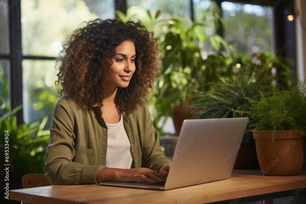 Hispanic young woman using laptop at home for online shopping Hispanic young woman using laptop at home for online shopping