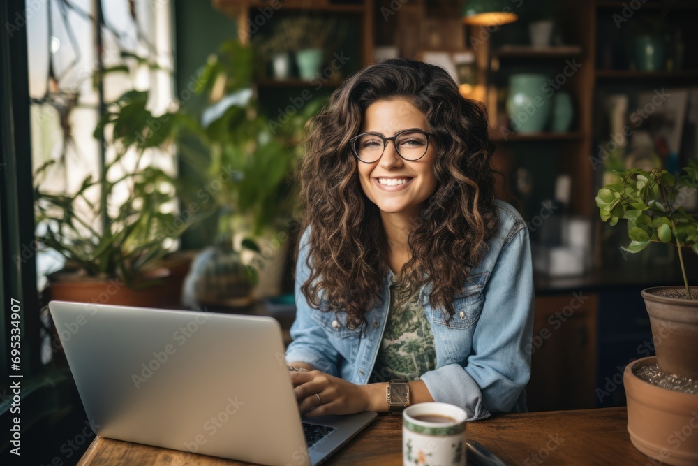 Hispanic young woman using laptop at home for online shopping Hispanic young woman using laptop at home for online shopping