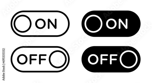 Electric toggle switch vector icon set. Electric toggle switch vector symbol. Active or shutdown slider control switch sign suitable for apps and websites UI designs.
