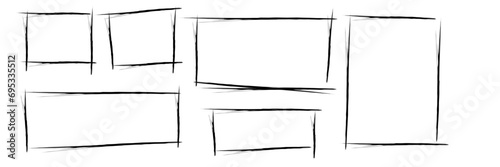 Rectangle frame line. square shape outline on hand draw style. vector illustration isolated