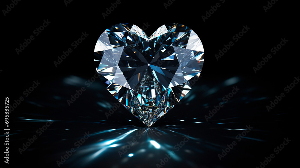 Diamond heart on a black background. Selective focus. Diamond heart on a black background. Selective focus.