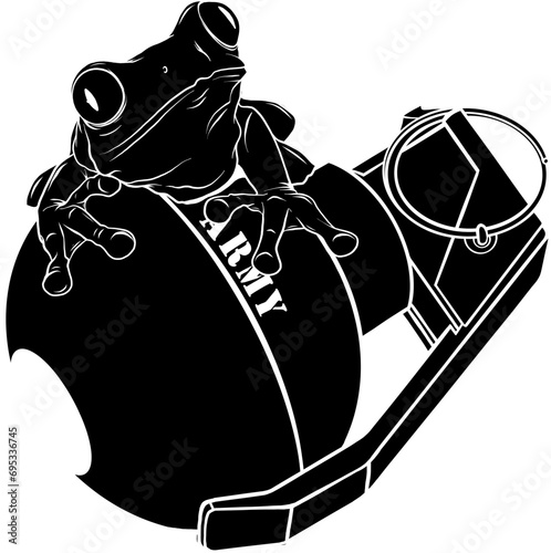 vector illustration of frog on hand granate