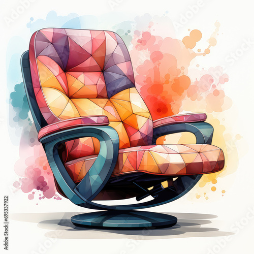 atercolor Recliner full clipart, Generative Ai photo