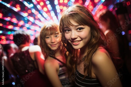 Sweet teenage girl friend The people in the nightclub were having fun.