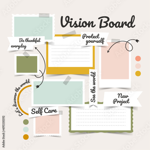 Vector photo collage template moodboard pictures grids vector illustration