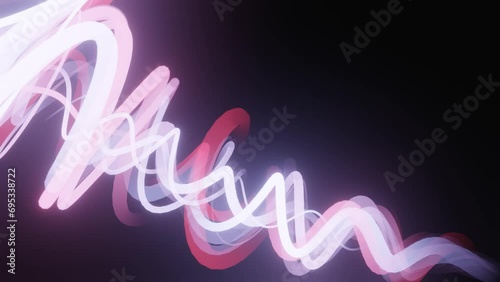Beautiful abstract wavy lines, Glowing streams of light in motion. 3d light trails animation, abstract minimalist background, neon spiral line