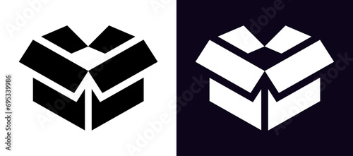 open box vector icon. carton box vector symbol in black color. empty cardboard packaging. open product delivery shipping box symbol. vector illustration