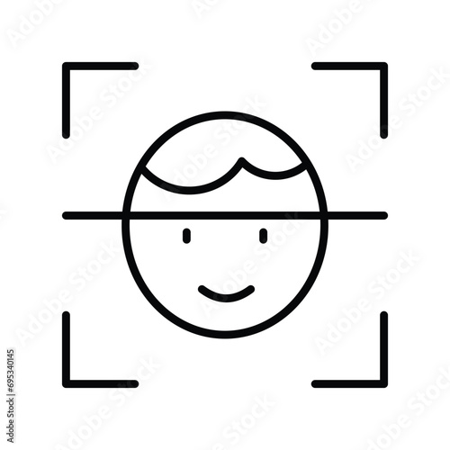 facial recognition icon with white background vector stock illustration