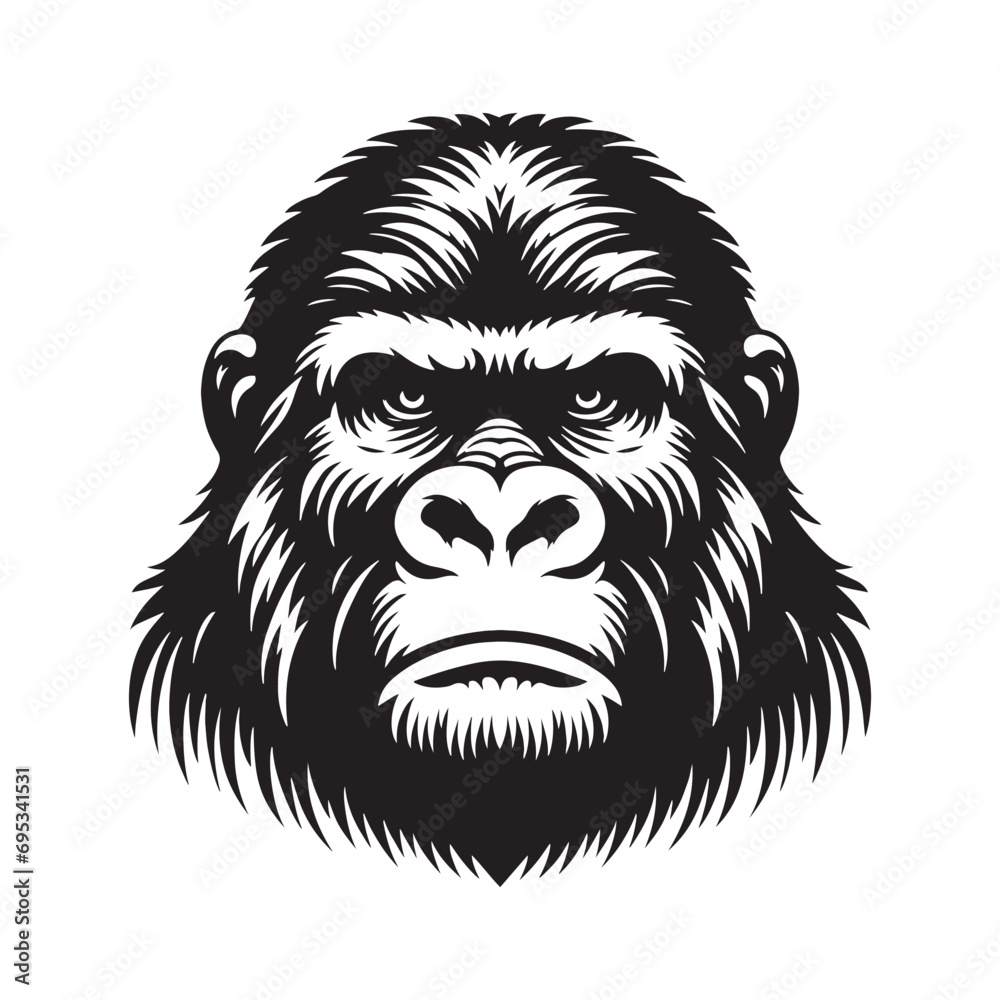Gorilla Silhouette: Primal Strength, Jungle Canopy Shadows, and Ape Majesty in Vector Form - Minimallest gorilla black vector animal
