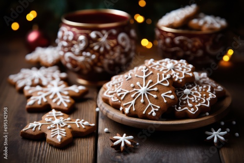 gingerbread cookies with white icing as Christmas dinner dessert