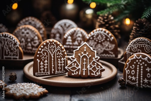 gingerbread cookies with white icing as Christmas dinner dessert