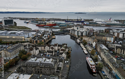 Port of Leith in Edinburgh - aerial view - travel photography