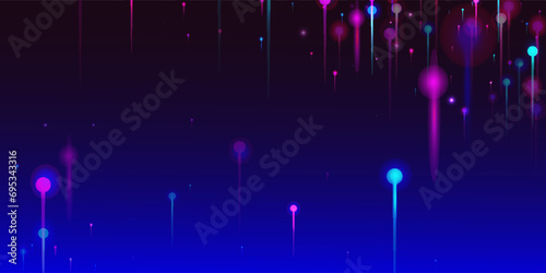 Purple Pink Blue Abstract Wallpaper. Bright Light Glow Elements. Network Scientific Banner. Big Data Artificial Intelligence Internet Futuristic Background. Social Science Fiber Optics Light Pins.