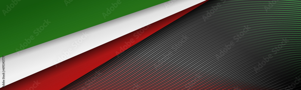Green, white, red wave papercut black web background. Italian flag color banner, wallpaper for text - obrazy, fototapety, plakaty 