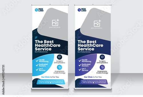 Vector Health care Medical Roll up Banner Template Design