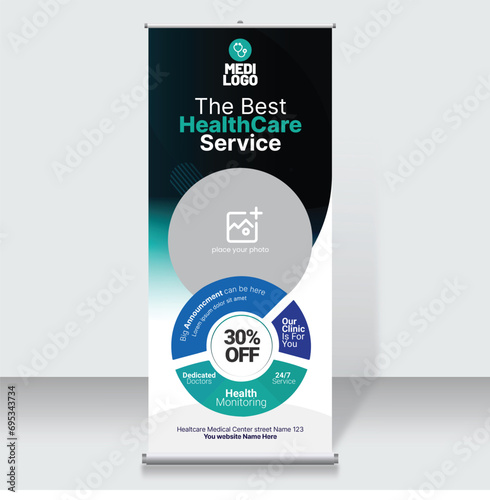Vector Health care Medical Roll up Banner Template Design