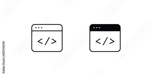 programing code icon with white background vector stock illustration