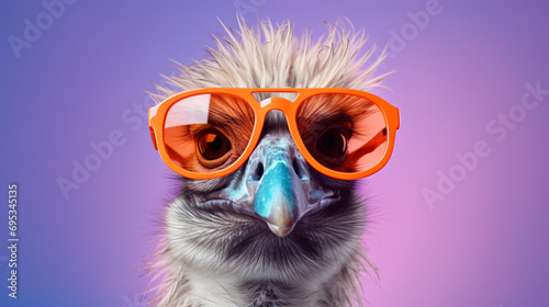 Creative animal concept. Emu in sunglass © Hassan
