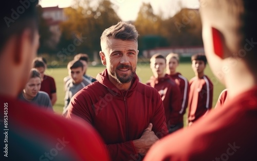 Sports coach encouraging st...