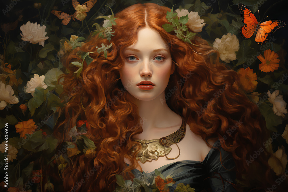 A Pre-Raphaelite Inspired Portrait of a Mythological Maiden