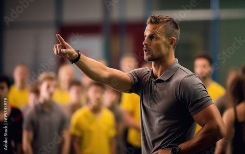 Sports coach encouraging st...