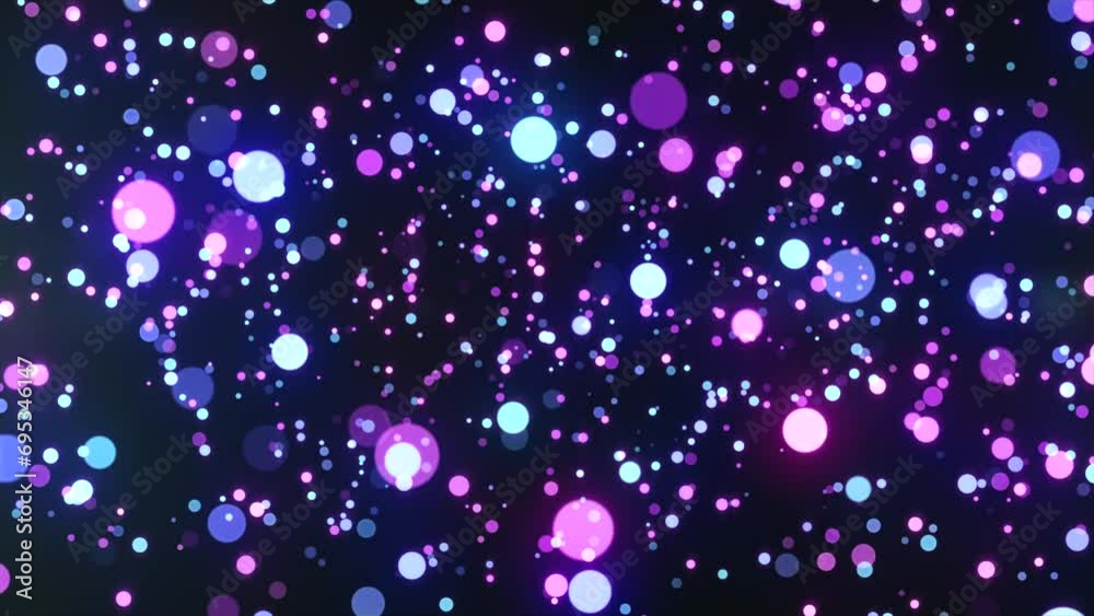 Glittering flashing particles of rose gold and light blue color elegantly falling. Magic lights and star rain animation. Endless Universe of glowing stars. Event, celebration, New Year 2024. 4k.