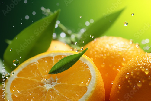 Orange Juice Fruit Orange Green Background