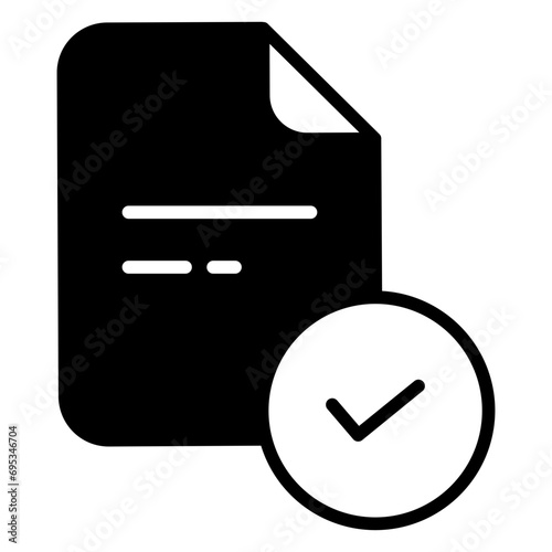 Approved Document solid glyph icon illustration