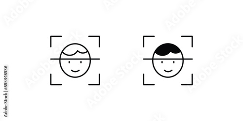 facial recognition icon with white background vector stock illustration