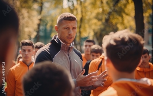 Sports coach encouraging st...