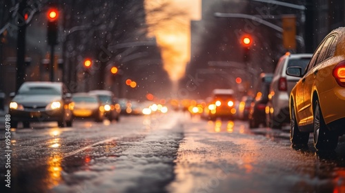 Rainy Evening Commute in the City