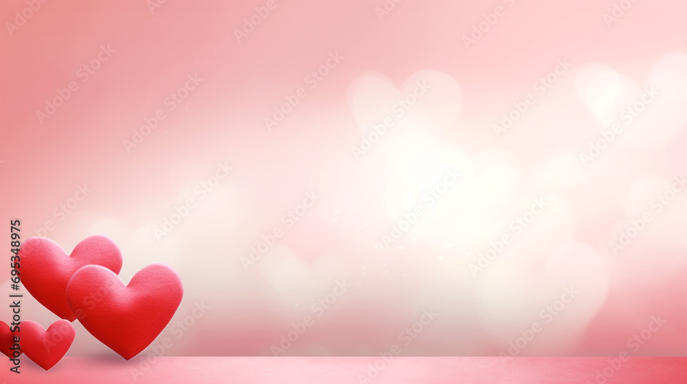 Valentines’ day background with copy space, abstract pink wall in love concept. Simple Minimalist valentine day abstract background with copy space on the right side.