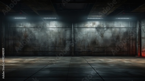 Empty Industrial Hall with Dramatic Lighting © Sariyono