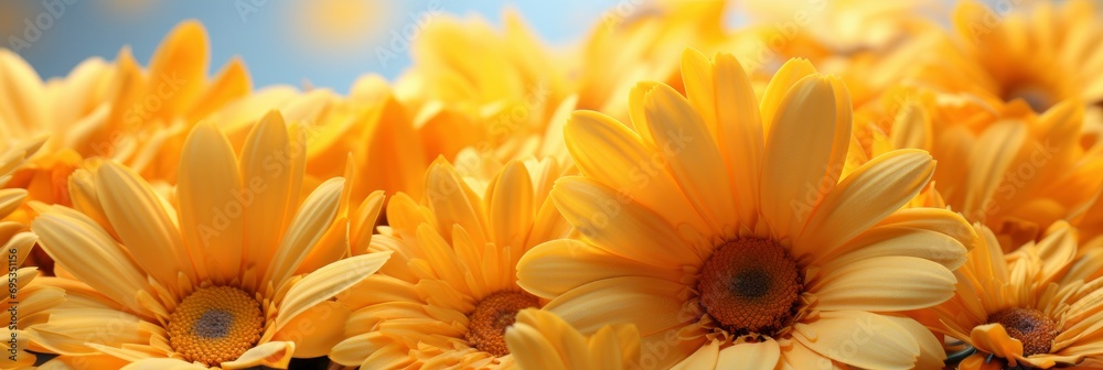 Yellow Calendula Flower Closeup Macro Banner , Banner Image For Website, Background, Desktop Wallpaper