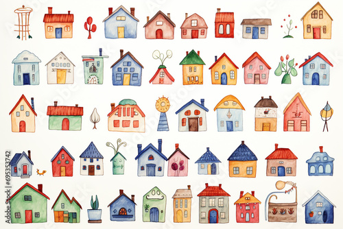 Drawing pictures of cute home building by children