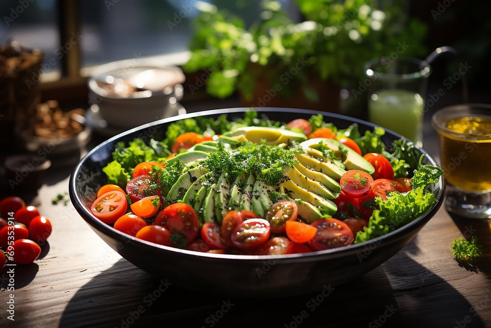 Generative AI - A bowl with vegetable salad Generative AI - A bowl with vegetable salad