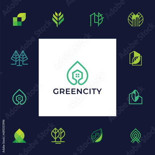 green city logo vector collection. Eco-friendly housing logo design concept.