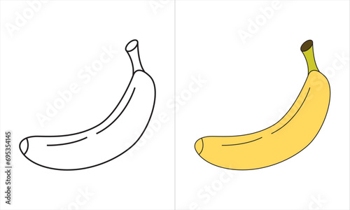 banana icon, vector banana icon, isolated flat banana icon tracing trace doted and colour outline