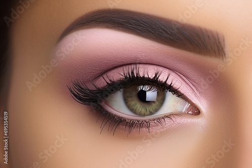 Vibrant Pink Eye Shadow Makeup Enhancing Female Eye - Beauty and Cosmetics Concept
