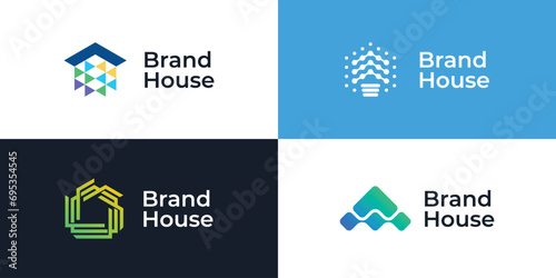 smart home logo design vector template collection