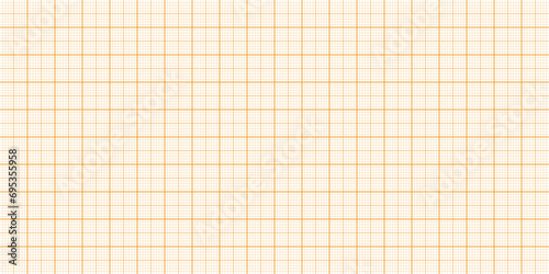 Sheet of graph paper with grid. Millimeter paper texture, geometric pattern. Orange lined blank for drawing, studying, technical engineering or scale measurement. Vector illustration