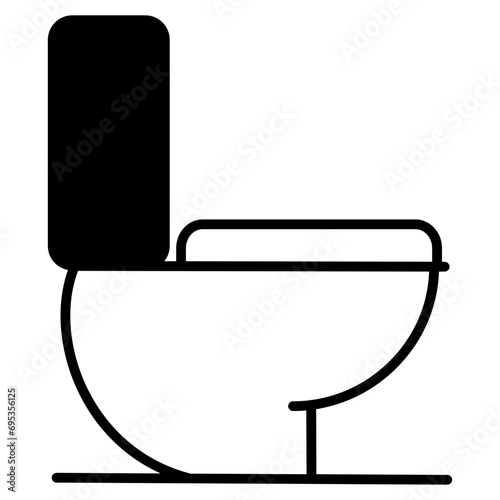 Commode toilet solid glyph icon illustration