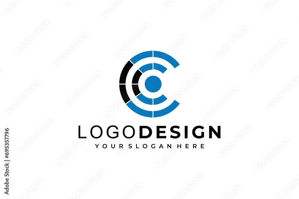 letter C logo template. icons for business of digital, technology, finance, luxury, Etc