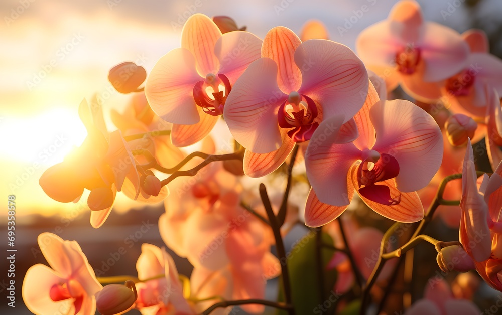 Beautiful and elegant blooming orchid at golden hour Beautiful and elegant blooming orchid at golden hour