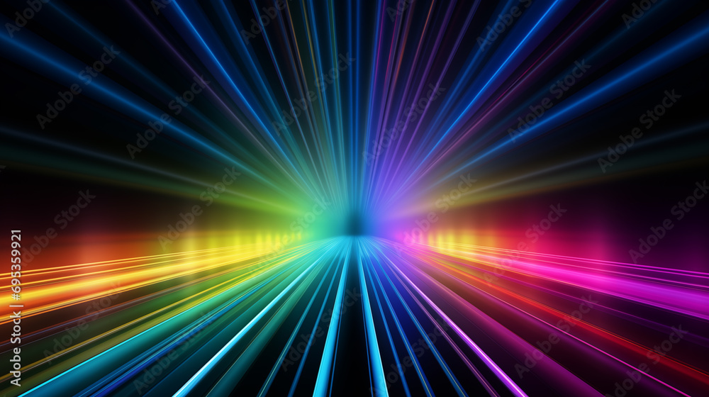 Abstract futuristic neon background consisting of glowing and radiating colorful lines, copy paste area for text Abstract futuristic neon background consisting of glowing and radiating colorful lines, copy paste area for text